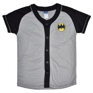 DC Comics Women's Juniors Batman Button Up‎ Baseball Jersey Style Shirt